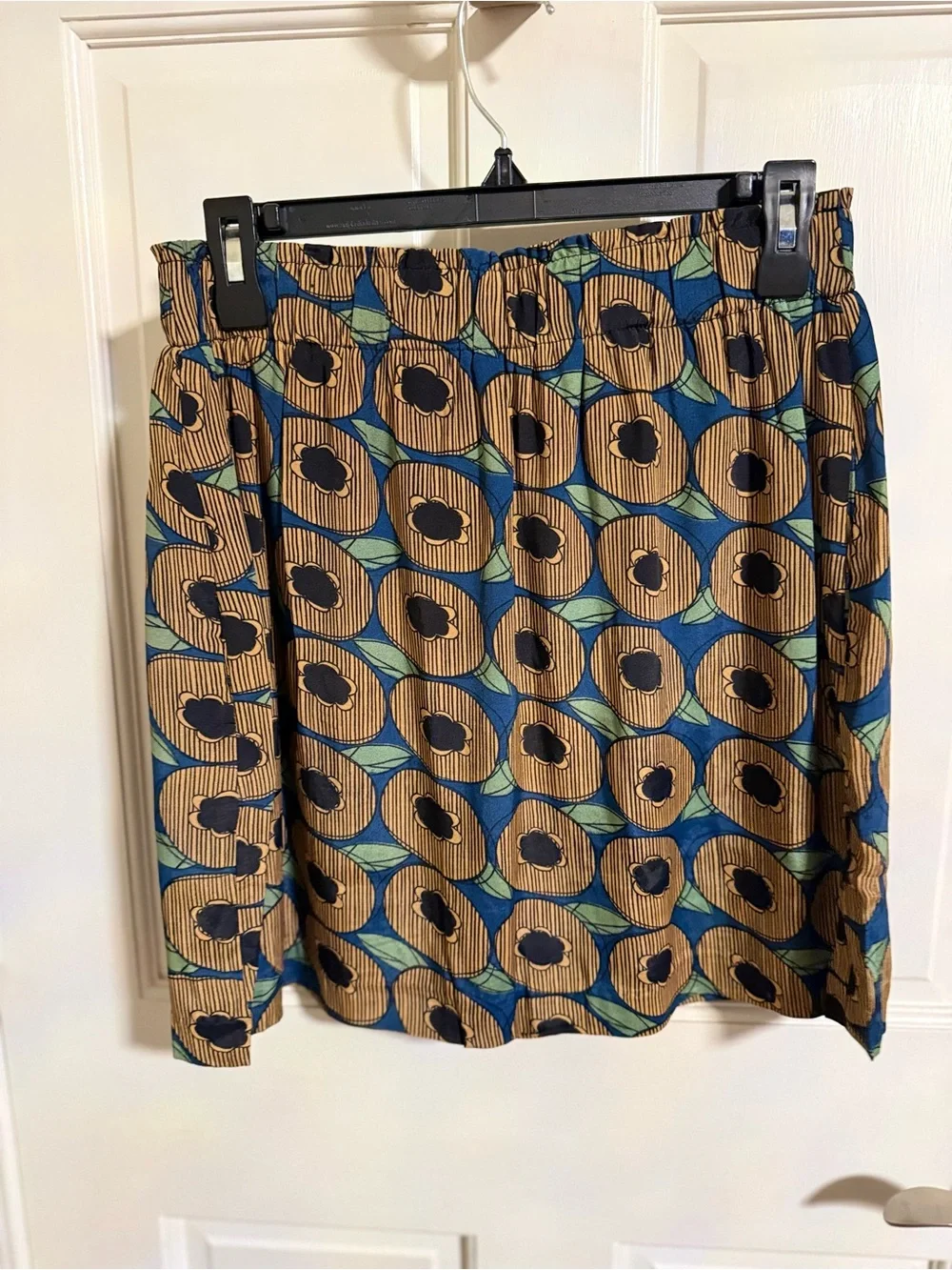 Tulip B Blue and Tan Geometric Print Women's Skirt